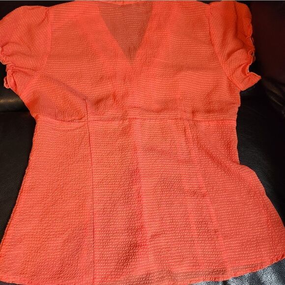 A. Byer Large orange sheer button up top. - Picture 2 of 5